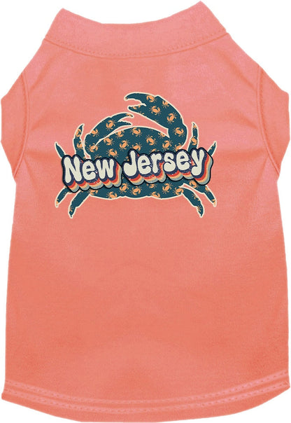 Camiseta serigrafiada para perros y gatos, para mascotas pequeñas y medianas (tallas XS a XL), "New Jersey Retro Crabs"