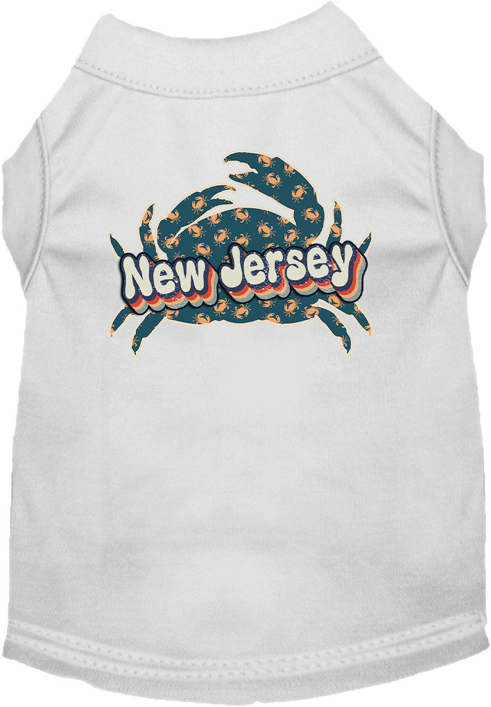 Camiseta serigrafiada para perros y gatos, para mascotas pequeñas y medianas (tallas XS a XL), "New Jersey Retro Crabs"