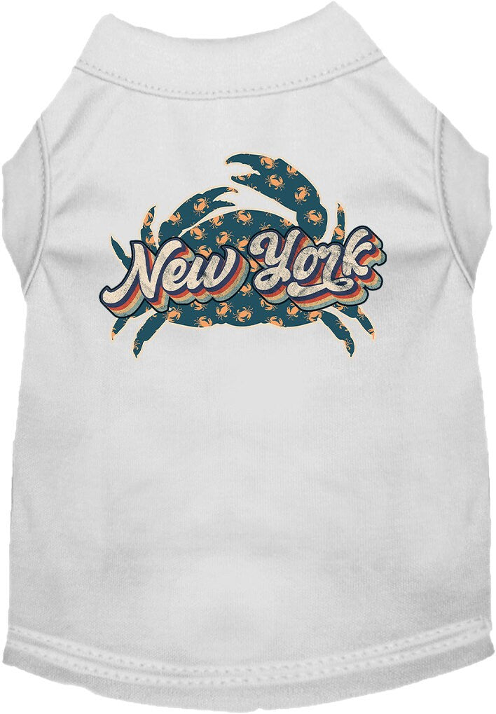 Camiseta serigrafiada para perros y gatos, para mascotas pequeñas y medianas (tallas XS a XL), "New York Retro Crabs"