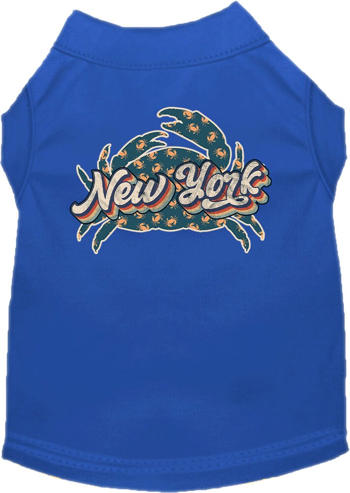 Camiseta serigrafiada para perros y gatos, para mascotas pequeñas y medianas (tallas XS a XL), "New York Retro Crabs"