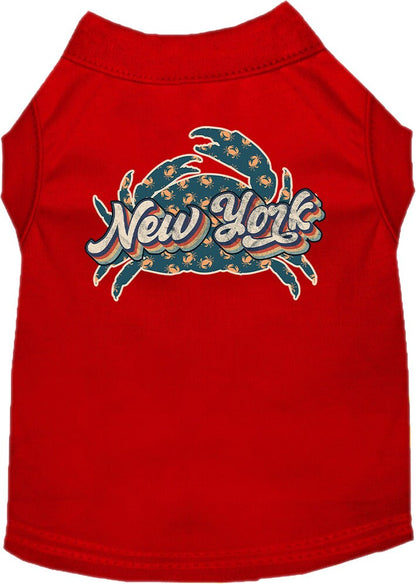 Camiseta serigrafiada para perros y gatos, para mascotas pequeñas y medianas (tallas XS a XL), "New York Retro Crabs"