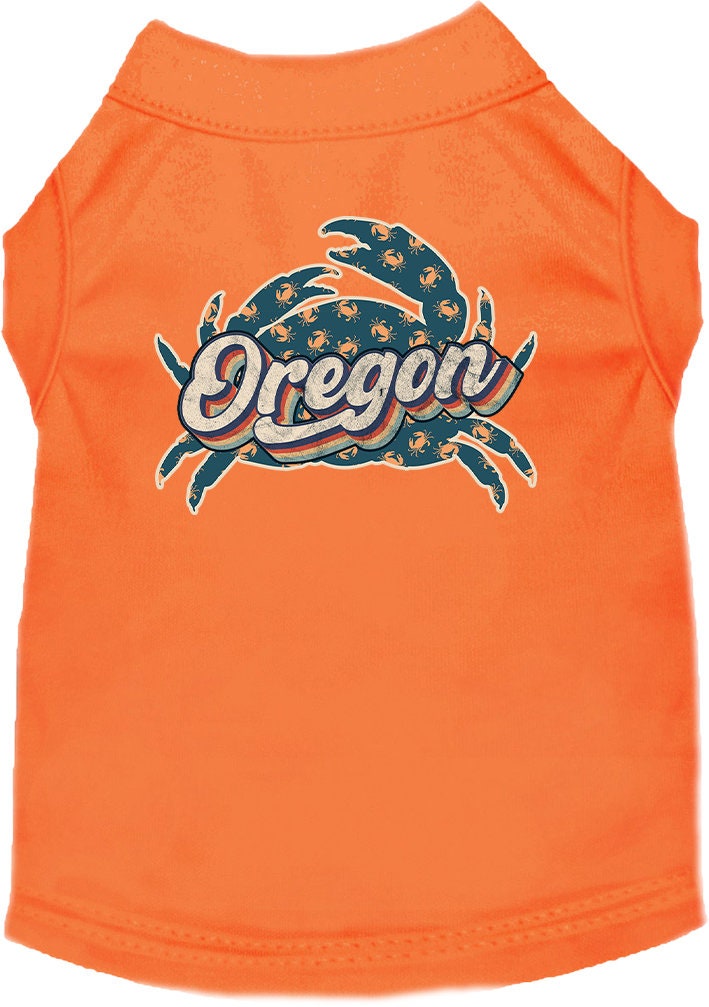 Camiseta serigrafiada para perros y gatos, para mascotas pequeñas y medianas (tallas XS a XL), "Oregon Retro Crabs"