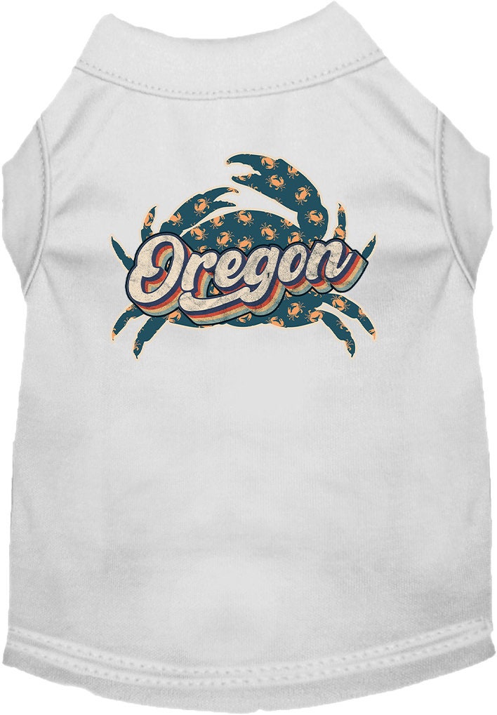 Camiseta serigrafiada para perros y gatos, para mascotas pequeñas y medianas (tallas XS a XL), "Oregon Retro Crabs"