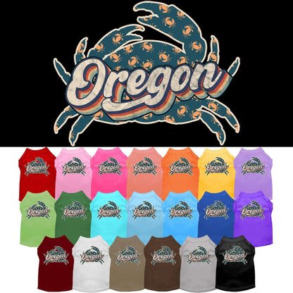 Camiseta serigrafiada para perros y gatos, para mascotas pequeñas y medianas (tallas XS a XL), "Oregon Retro Crabs"