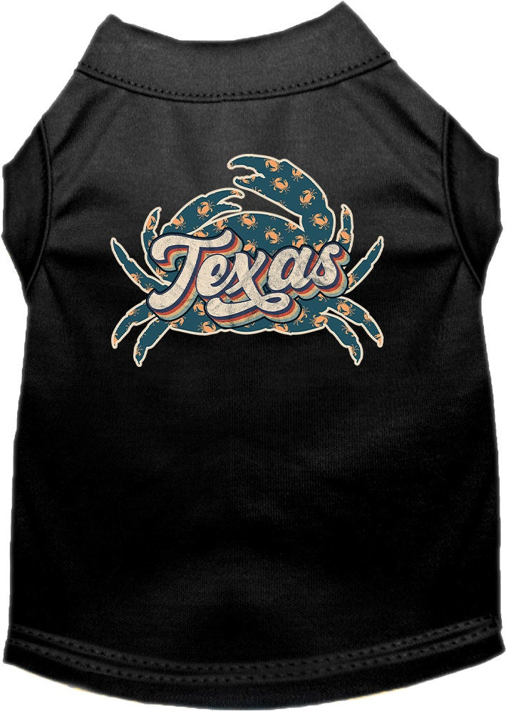 Camiseta serigrafiada para perros y gatos, para mascotas pequeñas y medianas (tallas XS a XL), "Texas Retro Crabs"