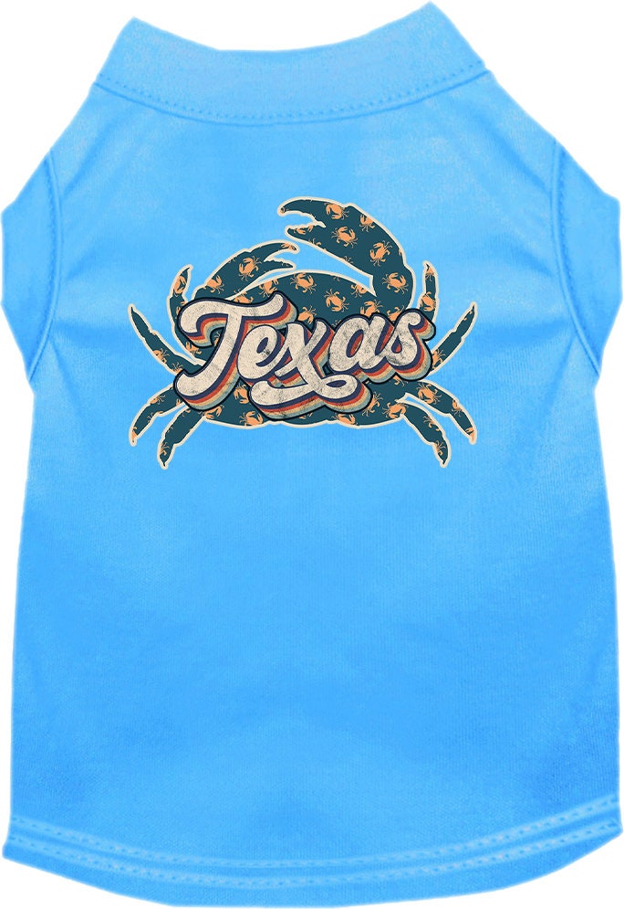 Camiseta serigrafiada para perros y gatos, para mascotas pequeñas y medianas (tallas XS a XL), "Texas Retro Crabs"