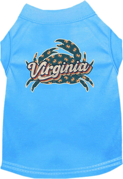 Pet Dog & Cat Screen Printed Shirt for Medium to Large Pets (Sizes 2XL-6XL), "Virginia Retro Crabs"