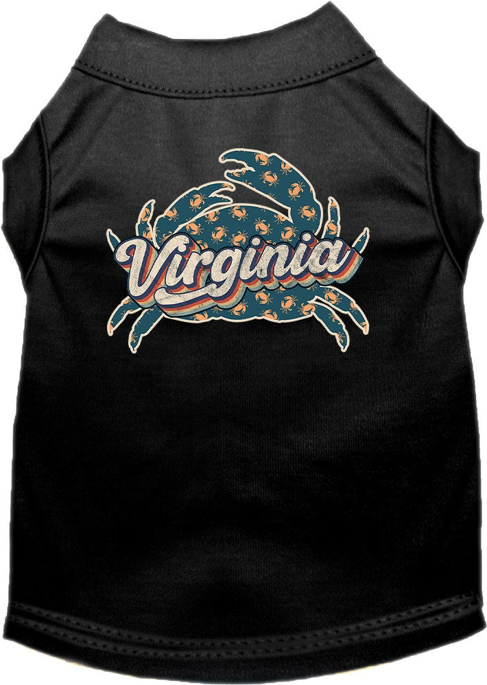 Camiseta serigrafiada para perros y gatos, para mascotas pequeñas y medianas (tallas XS a XL), "Virginia Retro Crabs"