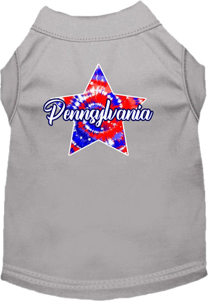 Camiseta serigrafiada para perros y gatos, para mascotas pequeñas y medianas (tallas XS a XL), "Pennsylvania Patriotic Tie Dye"