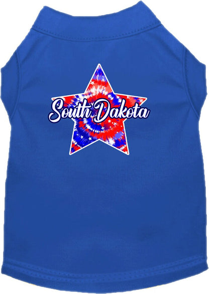 Camiseta serigrafiada para perros y gatos, para mascotas pequeñas y medianas (tallas XS a XL), "South Dakota Patriotic Tie Dye"