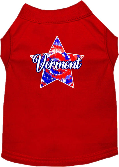 Camiseta serigrafiada para perros y gatos, para mascotas pequeñas y medianas (tallas XS a XL), "Vermont Patriotic Tie Dye"