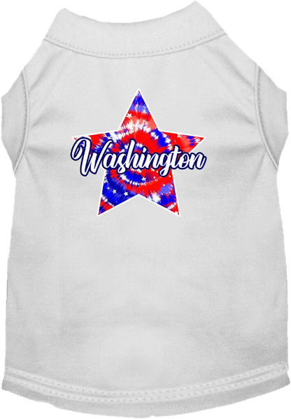 Camiseta serigrafiada para perros y gatos, para mascotas pequeñas y medianas (tallas XS a XL), "Washington Patriotic Tie Dye"