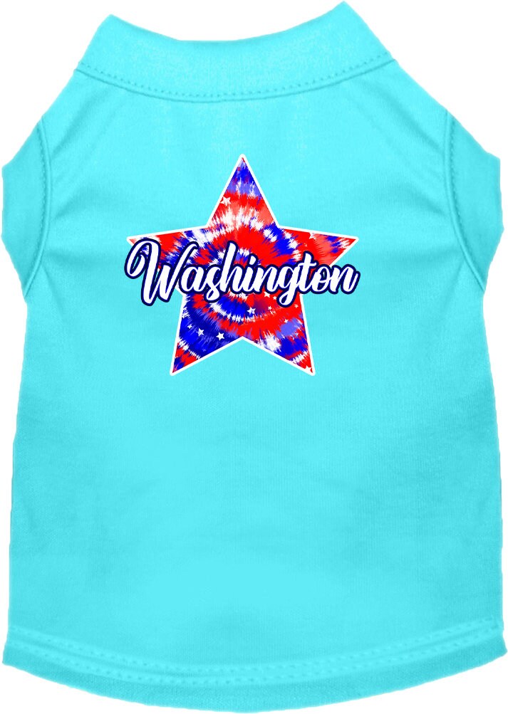 Camiseta serigrafiada para perros y gatos, para mascotas pequeñas y medianas (tallas XS a XL), "Washington Patriotic Tie Dye"