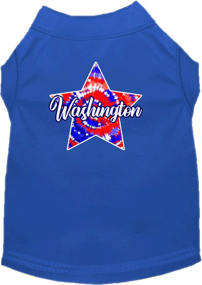 Camiseta serigrafiada para perros y gatos, para mascotas pequeñas y medianas (tallas XS a XL), "Washington Patriotic Tie Dye"