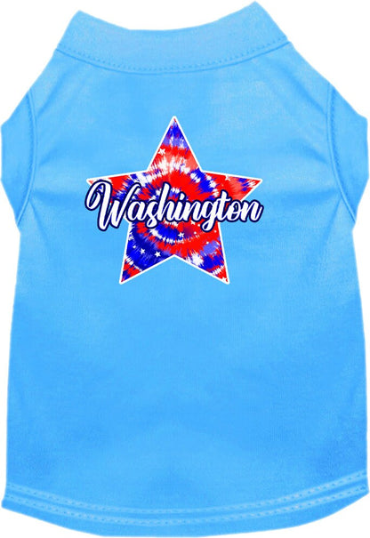 Camiseta serigrafiada para perros y gatos, para mascotas pequeñas y medianas (tallas XS a XL), "Washington Patriotic Tie Dye"