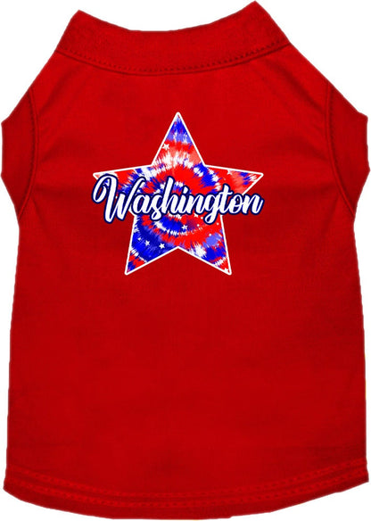 Camiseta serigrafiada para perros y gatos, para mascotas pequeñas y medianas (tallas XS a XL), "Washington Patriotic Tie Dye"