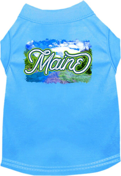 Camiseta serigrafiada para perros y gatos, para mascotas pequeñas y medianas (tallas XS a XL), "Maine Summer"