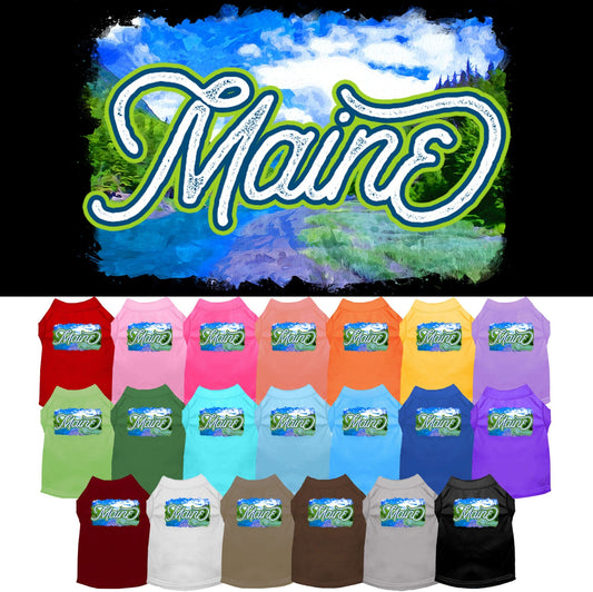 Camiseta serigrafiada para perros y gatos, para mascotas pequeñas y medianas (tallas XS a XL), "Maine Summer"