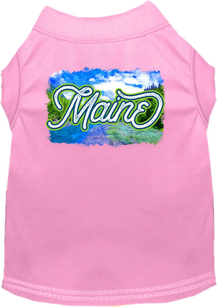 Camiseta serigrafiada para perros y gatos, para mascotas pequeñas y medianas (tallas XS a XL), "Maine Summer"