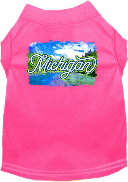 Camiseta serigrafiada para perros y gatos, para mascotas pequeñas y medianas (tallas XS a XL), "Michigan Summer"