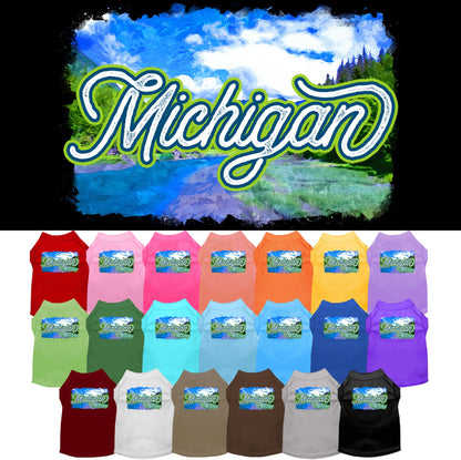 Camiseta serigrafiada para perros y gatos, para mascotas pequeñas y medianas (tallas XS a XL), "Michigan Summer"