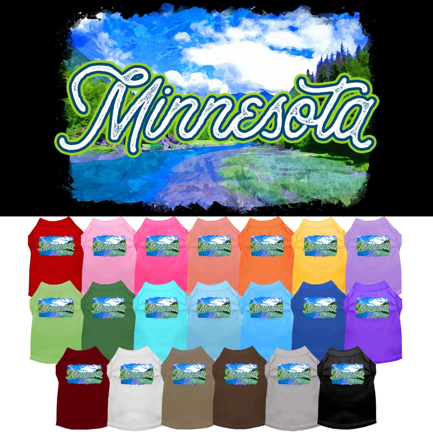 Camiseta serigrafiada para perros y gatos, para mascotas pequeñas y medianas (tallas XS a XL), "Minnesota Summer"