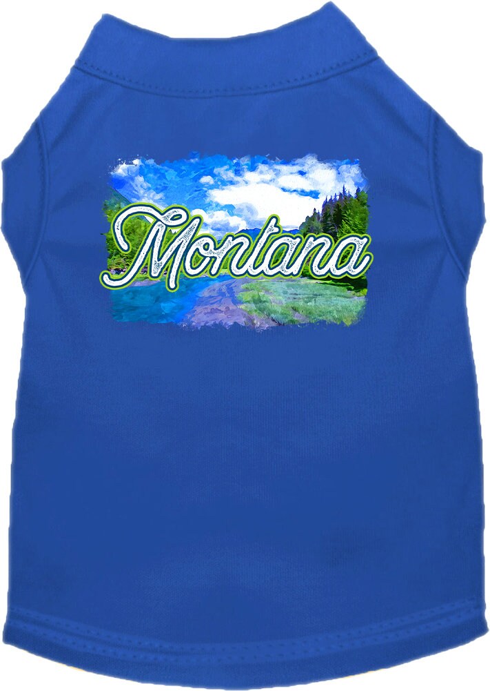 Camiseta serigrafiada para perros y gatos, para mascotas pequeñas y medianas (tallas XS a XL), "Montana Summer"