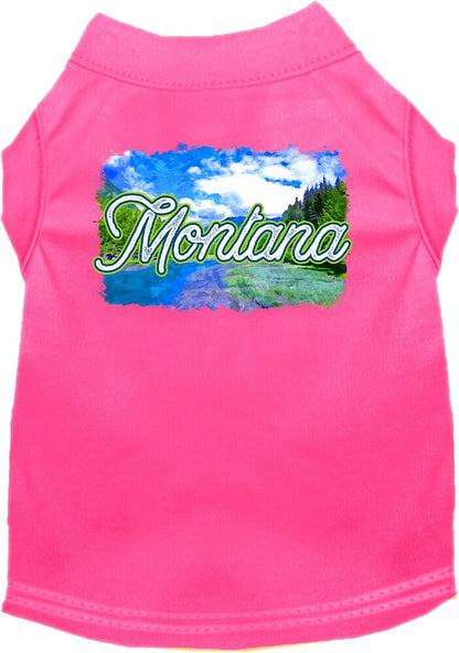 Camiseta serigrafiada para perros y gatos, para mascotas pequeñas y medianas (tallas XS a XL), "Montana Summer"