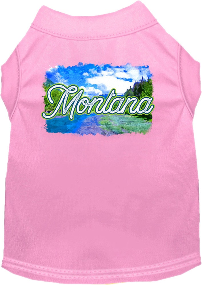 Camiseta serigrafiada para perros y gatos, para mascotas pequeñas y medianas (tallas XS a XL), "Montana Summer"