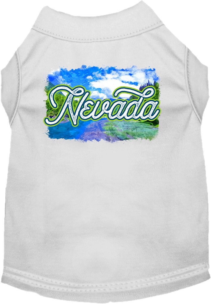 Camiseta serigrafiada para perros y gatos, para mascotas pequeñas y medianas (tallas XS a XL), "Nevada Summer"