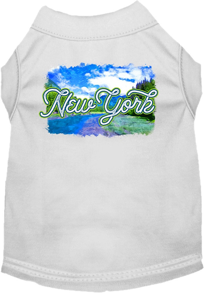 Camiseta serigrafiada para perros y gatos, para mascotas pequeñas y medianas (tallas XS a XL), "New York Summer"