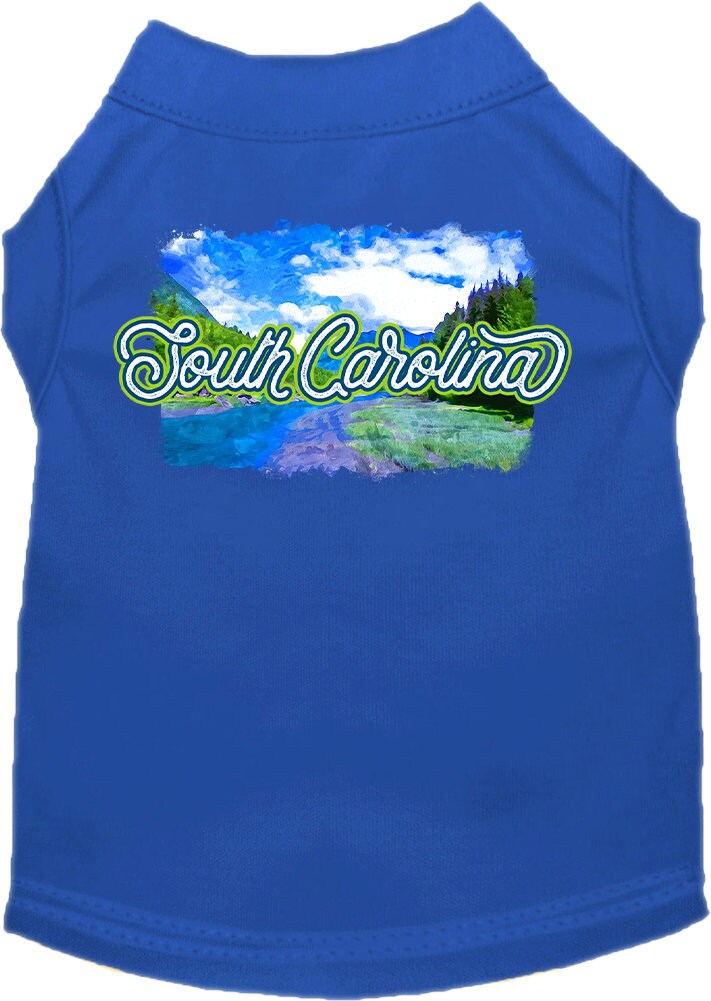 Camiseta serigrafiada para perros y gatos, para mascotas pequeñas y medianas (tallas XS a XL), "South Carolina Summer"