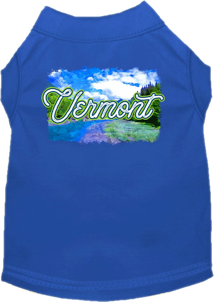 Camiseta serigrafiada para perros y gatos, para mascotas pequeñas y medianas (tallas XS a XL), "Vermont Summer"