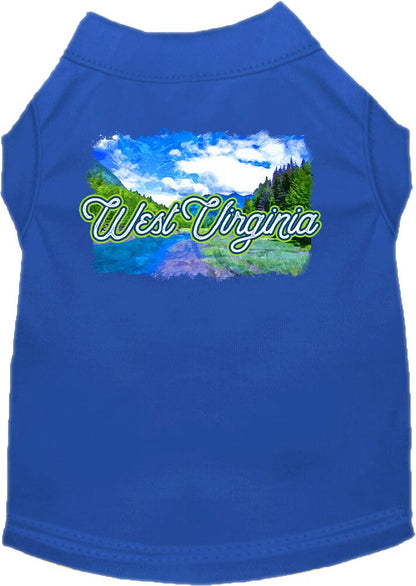 Camiseta serigrafiada para perros y gatos, para mascotas pequeñas y medianas (tallas XS a XL), "West Virginia Summer"