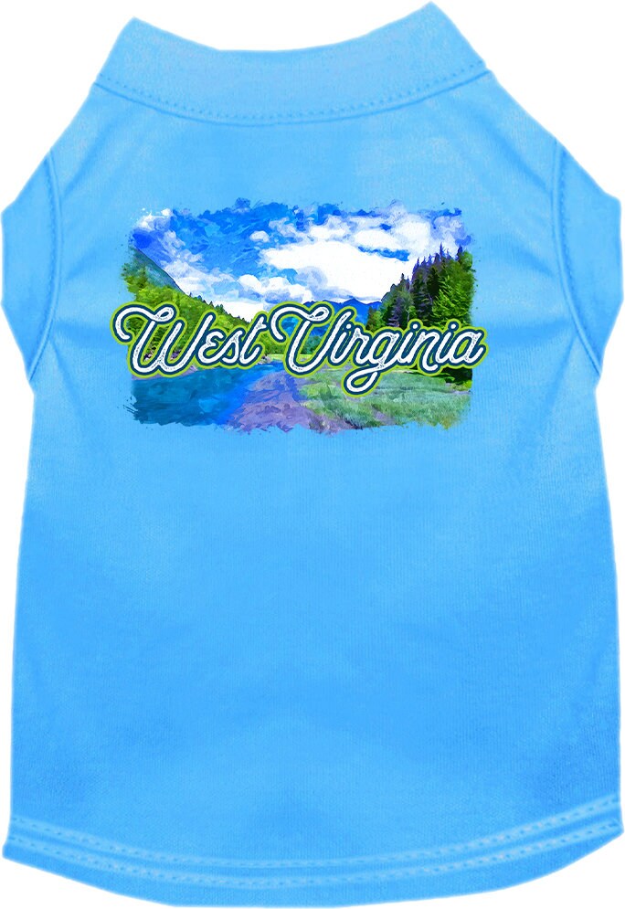 Camiseta serigrafiada para perros y gatos, para mascotas pequeñas y medianas (tallas XS a XL), "West Virginia Summer"