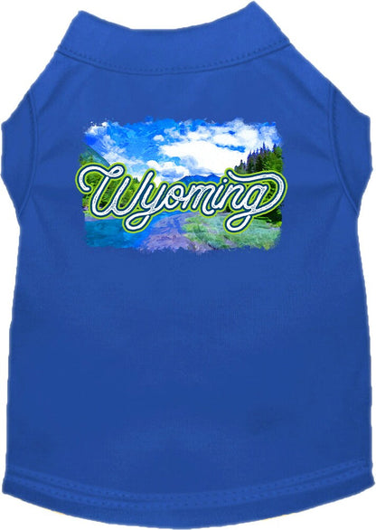 Camiseta serigrafiada para perros y gatos, para mascotas pequeñas y medianas (tallas XS a XL), "Wyoming Summer"