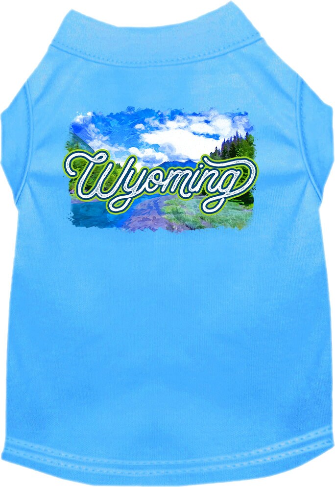 Camiseta serigrafiada para perros y gatos, para mascotas pequeñas y medianas (tallas XS a XL), "Wyoming Summer"