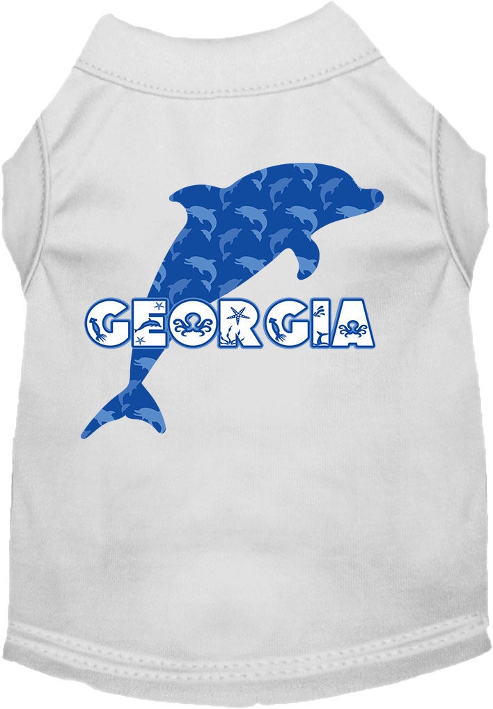 Camiseta serigrafiada para perros y gatos, para mascotas pequeñas y medianas (tallas XS a XL), "Georgia Blue Dolphins"