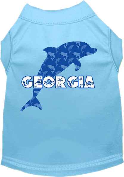 Camiseta serigrafiada para perros y gatos, para mascotas pequeñas y medianas (tallas XS a XL), "Georgia Blue Dolphins"