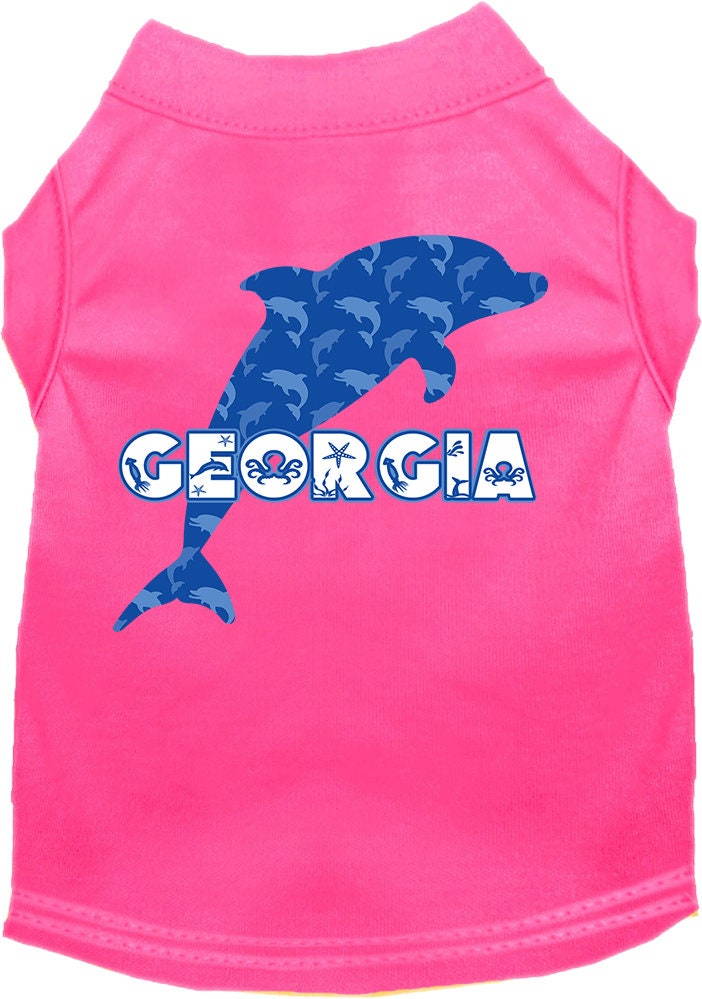 Camiseta serigrafiada para perros y gatos, para mascotas pequeñas y medianas (tallas XS a XL), "Georgia Blue Dolphins"