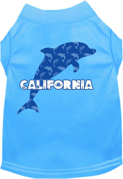 Pet Dog & Cat Screen Printed Shirt for Small to Medium Pets (Sizes XS-XL), "California Blue Dolphins"