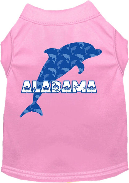 Pet Dog & Cat Screen Printed Shirt for Small to Medium Pets (Sizes XS-XL), "Alabama Blue Dolphins"