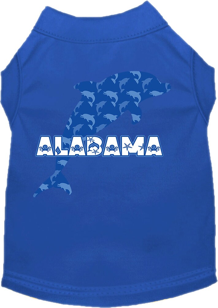 Pet Dog & Cat Screen Printed Shirt for Medium to Large Pets (Sizes 2XL-6XL), "Alabama Blue Dolphins"