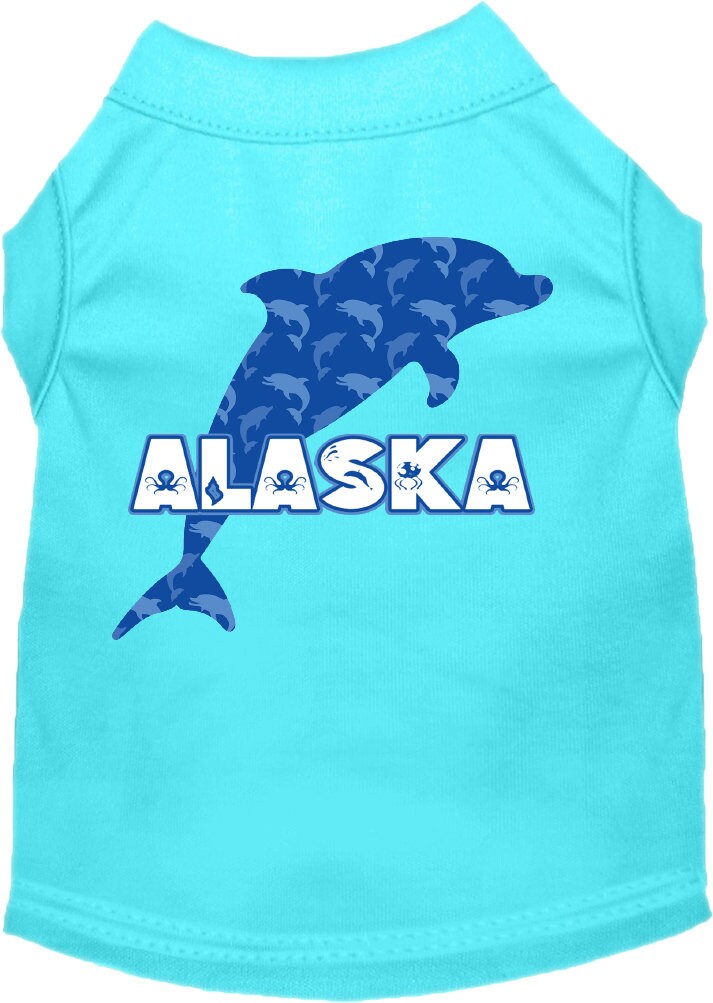 Pet Dog & Cat Screen Printed Shirt for Small to Medium Pets (Sizes XS-XL), "Alaska Blue Dolphins"