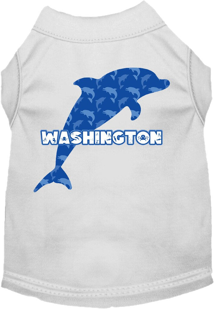 Camiseta serigrafiada para perros y gatos, para mascotas pequeñas y medianas (tallas XS a XL), "Washington Blue Dolphins"