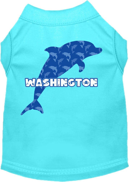 Camiseta serigrafiada para perros y gatos, para mascotas pequeñas y medianas (tallas XS a XL), "Washington Blue Dolphins"