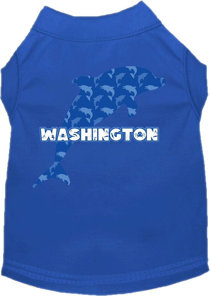 Camiseta serigrafiada para perros y gatos, para mascotas pequeñas y medianas (tallas XS a XL), "Washington Blue Dolphins"