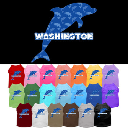 Camiseta serigrafiada para perros y gatos, para mascotas pequeñas y medianas (tallas XS a XL), "Washington Blue Dolphins"