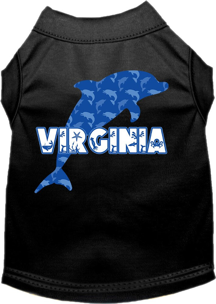 Camiseta serigrafiada para perros y gatos, para mascotas pequeñas y medianas (tallas XS a XL), "Virginia Blue Dolphins"