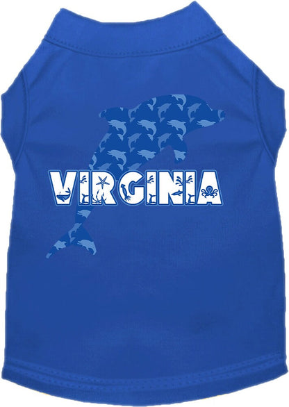 Camiseta serigrafiada para perros y gatos, para mascotas pequeñas y medianas (tallas XS a XL), "Virginia Blue Dolphins"